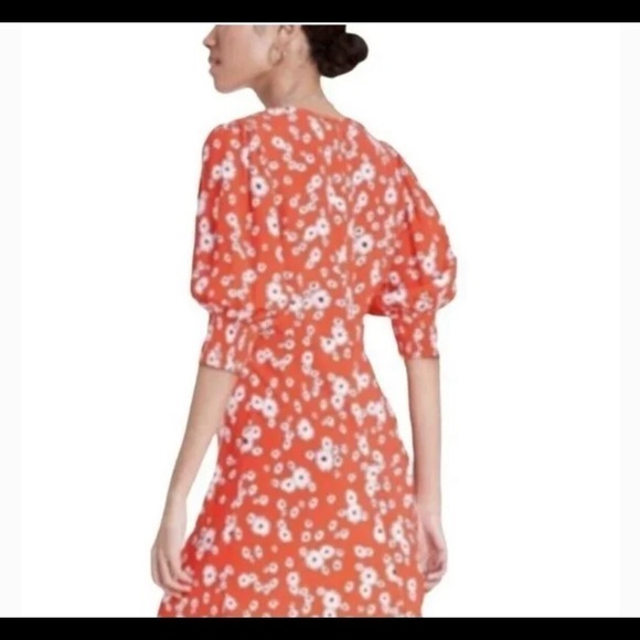 Rixo Daisy print red summer festival spring short dress size 4 NWT - Picture 4 of 5